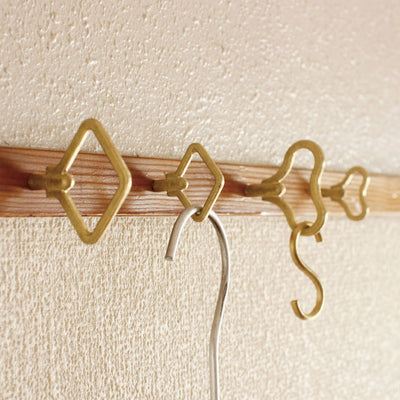 Zenmai Brass Wall Hook, Set of 2, by Futagami Wall Hook Futagami